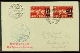 1937 AVIATION MEETING COVER 4th International Aviation Meeting, Zurich Envelope To England, Bearing Air "10" On... - Altri & Non Classificati