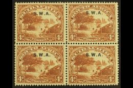 1927-30 4d Brown, Perf.14x13½, Broken Stop After "A" Variety, SG 62b, Very Fine/never Hinged Mint Block Of... - Africa Del Sud-Ovest (1923-1990)