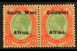 1923-6 Setting VIa, £1 Pale Olive-green & Red, "South West" 16½mm, SG 40a, SACC 63a, Never Hinged... - Africa Del Sud-Ovest (1923-1990)