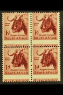 UNION VARIETY 1959-60 1d Wildebeest, Type I, Wmk Coat Of Arms, Block Of 4 With MISPLACED PERFORATIONS, SG 171,... - Non Classificati