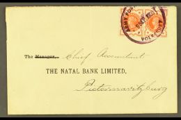 NATAL 1900 Cover To The Natal Bank Pietmaritzburg, Franked GB ½d Vermilion Pair Tied By Violet Army Post... - Non Classificati