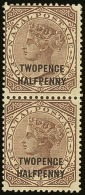 NATAL 1891 2½d On 4d Brown, Vertical Pair, Lower Stamp With "TWOPENGE" Variety SG 109a, Very Fine Mint, The... - Non Classificati