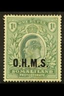 OFFICIAL 1904-05 1r Green, SG O15, Very Fine Mint. For More Images, Please Visit... - Somaliland (Protettorato ...-1959)