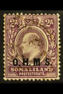 OFFICIAL 1904 2a Dull And Bright Purple With NO STOP AFTER "M" Variety, SG O12a, Very Fine Used. Very Scarce. For... - Somaliland (Protettorato ...-1959)