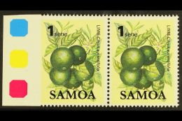 1983 1s Fruit Definitive, SG 647, Marginal Horizontal Pair, IMPERF Between Stamp And Margin, Never Hinged Mint.... - Samoa