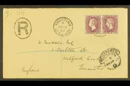 1897 Registered Cover To Leicester Franked 6d Dull Purple (2), SG 57, Tied By Neat Kingstown Cds Cancel With St... - St.Vincent (...-1979)