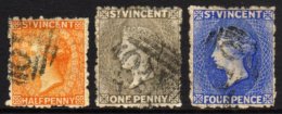 1881 ½d Orange, 1d Drab And 4d Bright Blue SG 36/38, Nicely Used. (3) For More Images, Please Visit... - St.Vincent (...-1979)