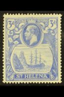 1922-37 3d Bright Blue With CLEFT ROCK Variety, SG 101c, Mint, Corner Crease At Lower Left, Otherwise Fine. For... - Isola Di Sant'Elena