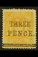 1896 3d On 5s Orange Yellow, Matabele Rebellion Provisional, SG 53, Mint. For More Images, Please Visit... - Other & Unclassified