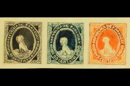 1861 HAND PAINTED STAMPS Unique Miniature Artworks Created By A French "Timbrophile" In 1861. Three "essays"... - Paraguay