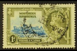 1935 1d Light Blue & Olive Green "Diagonal Line By Turret" Variety, SG 18f, Used For More Images, Please Visit... - Rhodesia Del Nord (...-1963)