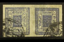 1905 2a Violet-blue Imperf From Setting 20, TETE-BECHE PAIR, H&V 16c (SG 15a), Very Fine Used With 4 Margins.... - Nepal