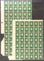 FRENCH CURRENCY 1937 5c On ½d Green King George VI, SG 230, An Almost Complete Sheet Split Into Four Large... - Altri & Non Classificati