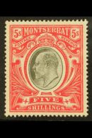 1903 KEVII 5s Black And Scarlet, Wmk Crown CC, SG 23, Very Fine Lightly Hinged Mint. For More Images, Please Visit... - Montserrat