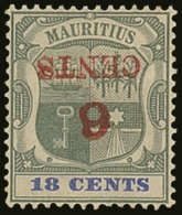 1899 6c On 18c Green And Ultramarine With SURCHARGE INVERTED, SG 134a, Fine Mint.  For More Images, Please Visit... - Mauritius (...-1967)