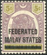 FEDERATED MALAY STATES 1900 5c Dull Purple And Olive Yellow Opt'd On Negri Sembilan, SG 4, Very Fine Mint. For... - Altri & Non Classificati