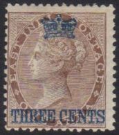 1867 3c On 1a Deep Brown, SG.3, Fine Mint, Fresh Stamp. For More Images, Please Visit... - Straits Settlements