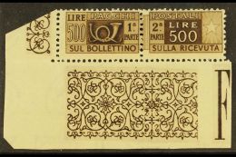 PARCEL POST 1946-51 500L Deep Brown, Watermark Sideways, Sass 80, Never Hinged Mint Horiz Pair With Engraved... - Non Classificati