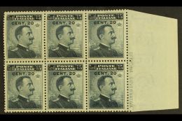 1916 20c On 15c Slate Surcharge (SG 100, Sassone 106), Never Hinged Mint Marginal BLOCK Of 6 With 'Officina... - Non Classificati