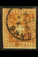 TUSCANY 1860 80c Carnation Red, Provisional Govt, Sass 22, Very Fine Used With Clear To Large Margins All Round... - Non Classificati