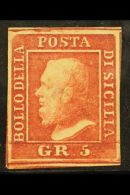 SICILY 1859 5gr. Rose Carmine, Plate I Sassone 9, Mint With Good Colour And Four Margins, A Thin And Pinhole... - Non Classificati