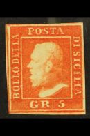 SICILY 1859 5 Gr Vermilion, Plate II, Sassone 11, Fine Mint With Sorani 2012 Photo Certificate. Cat €1100... - Non Classificati