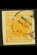 LOMBARDY VENETIA 1850 5c Yellow Ochre, Sass 1, Superb Used With Large To Huge Margins All Round And Neat Milano... - Non Classificati