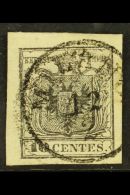 LOMBARDY VENETIA 1850 10c Grey Black, 1st Printing, Sass 2b, Superb Used With Large Margins And Neat Milano... - Non Classificati