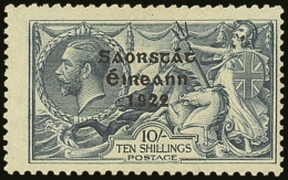 1922-23 10s Dull Grey Blue Seahorse SG 66, Showing Row 1/2 MAJOR RETOUCH Hib. T61b, Fine Mint, Centered To Right.... - Altri & Non Classificati