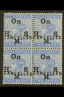 OFFICIAL 1883 2a Blue, Very Fine Mint BLOCK OF 4 - EACH STAMP HANDSTAMPED "CANCELLED" (as SG O43s) Beautiful. For... - Altri & Non Classificati