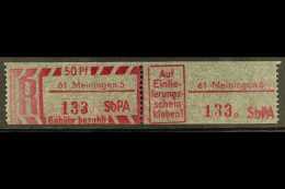 REGISTERED MAIL STAMP (EINSCHREIBEMARKEN) 1968 50pf With "61 Meiningen 5" Postcode, Perf 12½, Mi 2 C 61-5,... - Other & Unclassified