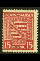 RUSSIAN ZONE SAXONY 1945 15pf Claret Watermark 'fallend', Michel 80a X, Never Hinged Mint, Centered To Lower Left,... - Altri & Non Classificati