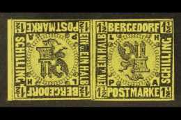 BERGEDORF 1861-7 1½s Black On Yellow, Tete-beche Pair, Mi 3K, SG 5a, Fine Mint, Margins Clear Of Design, SG... - Altri & Non Classificati