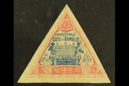 SOMALI COAST 1894 5fr Rose And Blue, Yv 19, Very Fine Mint With Clear To Large Margins. For More Images, Please... - Altri & Non Classificati
