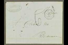 FRENCH GUIANA 1868 (1 Nov) Stampless Entire Letter Cayenne To Bordeaux, Bearing Octagonal "Col. Fr. Paq. Fr. C No... - Altri & Non Classificati