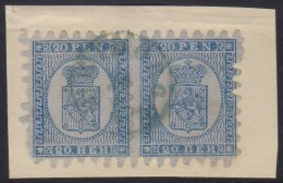 1860 20p Blue, Type II Roulette, Facit 8 C2, Very Fine Used Pair On Piece, Tied By Small C.d.s. Postmark, Blunt... - Altri & Non Classificati