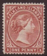 1885 1d Pale Claret, Variety "wmk Crown To Right Of CA", SG 7w, Fresh Mint No Gum For More Images, Please Visit... - Falkland Islands