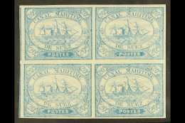 SUEZ CANAL COMPANY 1868 20c Blue, SG 3, Superb Never Hinged Mint BLOCK OF FOUR (positions 79/92) With 4 Large /... - Altri & Non Classificati