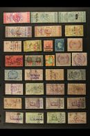 REVENUES 1862-1938 MOSTLY USED COLLECTION On Stock Pages, Inc Receipt 1862 1d Opt (this Unused), Revenue 1938 10r... - Ceylon (...-1947)