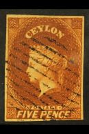 1857-59 5d Chestnut, SG 5, Very Fine Used With 4 Good Neat Margins. Lovely! For More Images, Please Visit... - Ceylon (...-1947)