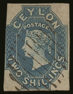 1857 2s Dull Blue Imperf, SG 12, Very Fine And Fresh Used, Just Cut Into Outer Frame At Left. For More Images,... - Ceylon (...-1947)