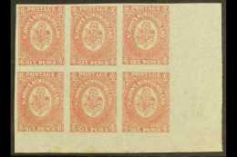 1862-64 6d Rose-lake, SG 20, South East Corner Block Of 6 With Large Margins & Four Stamps Being Never Hinged.... - Altri & Non Classificati