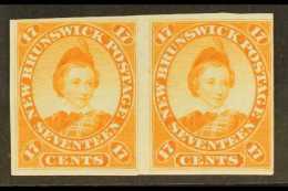 1860-63 17c Prince Of Wales IMPERF PROOF PAIR In Orange (issued In Black) On India Paper With Small Thin (pair)... - Altri & Non Classificati