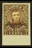 1860 5c Brown Charles Connell (as SG 13) IMPERF. PLATE PROOF On India Paper. A Beautiful Proof Of This Famous... - Altri & Non Classificati