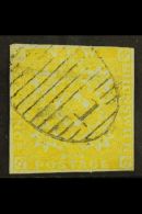 1851-60 6d Olive-yellow Imperf, SG 4, Used With Four Clear To Close Margins All Round And Neat "1" In Barred Oval... - Altri & Non Classificati