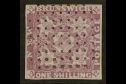 1851-60 1s Reddish Mauve On Blued Paper, SG 5, SUPERB USED With 4 Clear To Good Neat Margins, Fabulous Fresh... - Altri & Non Classificati