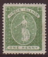 1878 1d Green, Watermark Upright SG 22b (position 22), Fine Mint.  For More Images, Please Visit... - British Virgin Islands