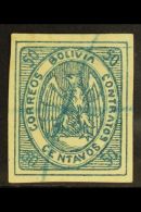 1867-68 50c Blue Condor (Scott 6, SG 11), Fine Used With Pen Cancel, Four Large Margins, Expertized A.Roig. For... - Bolivia