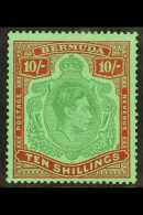 1939 10s Bluish Green And Deep Red / Green, SG 119a, Very Fine Mint. For More Images, Please Visit... - Bermuda