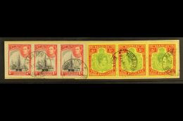 1938-53 5s Yellow-green & Red On Pale Yellow Perf 13 Ordinary Paper, SG 118f, Fine Used Horizontal STRIP Of 3... - Bermuda